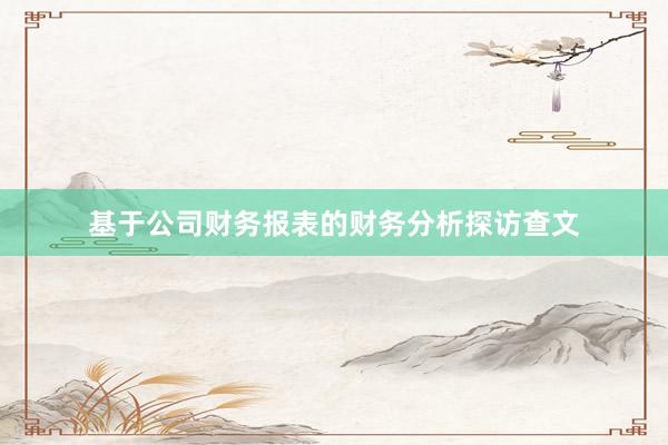 基于公司财务报表的财务分析探访查文